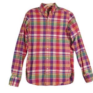 J. Crew Mens XS Shirt Summer Plaid Tailored Slim Fit Long Sleeve